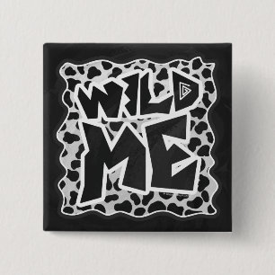 Dalmatian Black and White met Wild Me Vierkante Button 5,1 Cm