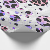 Dalmatian Black en Pink Polka Dot Print Cadeaupapier (Hoek)