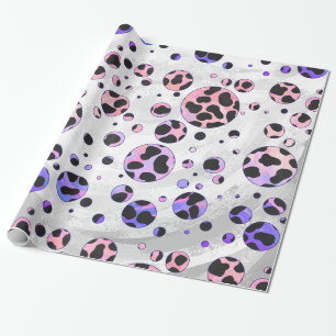Dalmatian Black en Pink Polka Dot Print Cadeaupapier