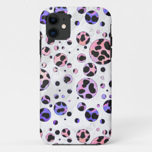 Dalmatian Black en Pink Polka Dot Print iPhone 11 Hoesje