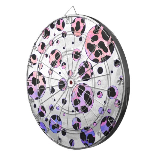 Dalmatian Black en Pink Polka Dot Print Dartbord (Voorkant Rechts)