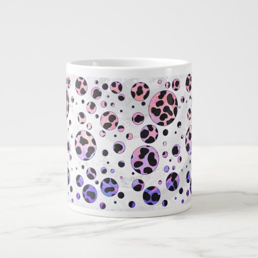 Dalmatian Black en Pink Polka Dot Print Grote Koffiekop (Voorkant)