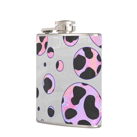 Dalmatian Black en Pink Polka Dot Print Heupfles (Links)