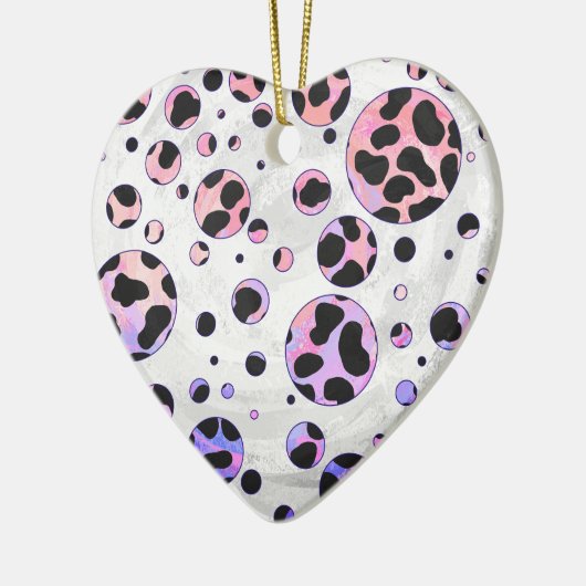 Dalmatian Black en Pink Polka Dot Print Keramisch Ornament (Links)