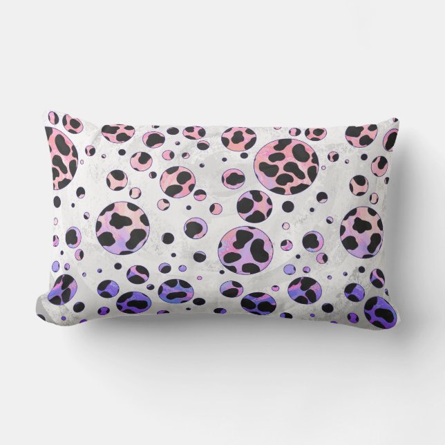 Dalmatian Black en Pink Polka Dot Print Kussen (Voorkant)