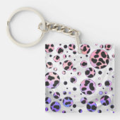 Dalmatian Black en Pink Polka Dot Print Sleutelhanger (Voorkant)