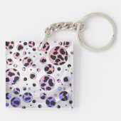 Dalmatian Black en Pink Polka Dot Print Sleutelhanger (Achterkant)