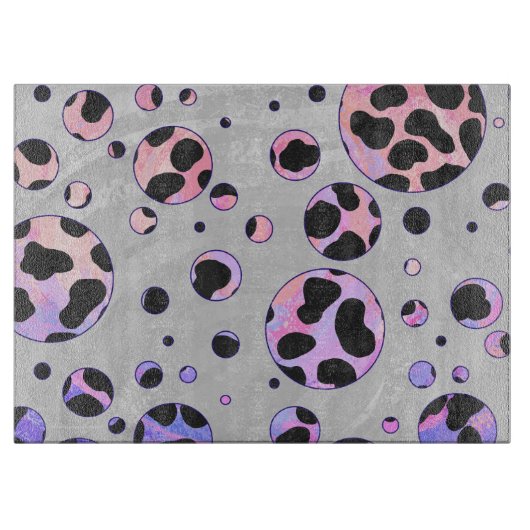 Dalmatian Black en Pink Polka Dot Print Snijplank (Voorkant)