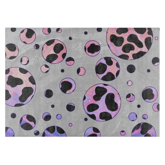 Dalmatian Black en Pink Polka Dot Print Snijplank (Voorkant)