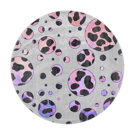 Dalmatian Black en Pink Polka Dot Print Snijplank (Voorkant)