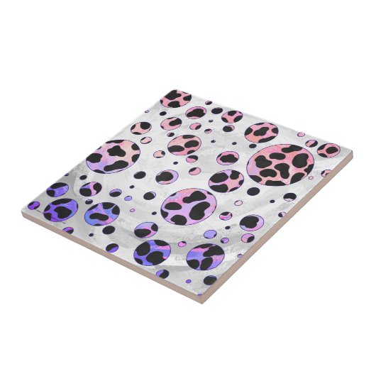 Dalmatian Black en Pink Polka Dot Print Tegeltje (Zijkant)