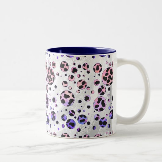 Dalmatian Black en Pink Polka Dot Print Tweekleurige Koffiemok (Rechts)