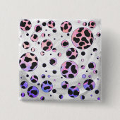 Dalmatian Black en Pink Polka Dot Print Vierkante Button 5,1 Cm (Voorkant)