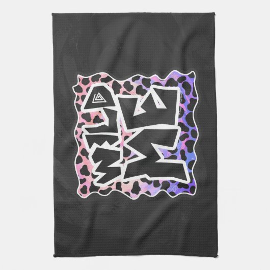 Dalmatian Black en Pink Wild Me Theedoek (Verticaal)