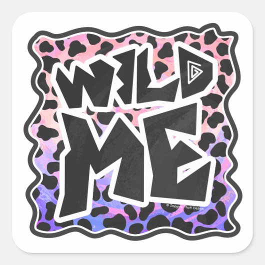 Dalmatian Black en Pink Wild Me Vierkante Sticker (Voorkant)