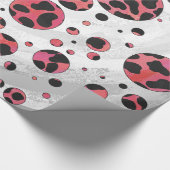 Dalmatian Black en Red met Polka Dots Cadeaupapier (Hoek)
