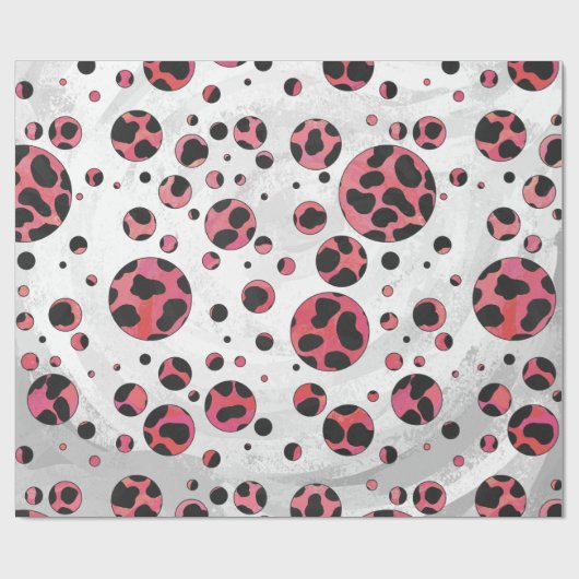 Dalmatian Black en Red met Polka Dots Cadeaupapier (Vlak)