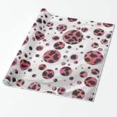Dalmatian Black en Red met Polka Dots Cadeaupapier (Uitgerold)