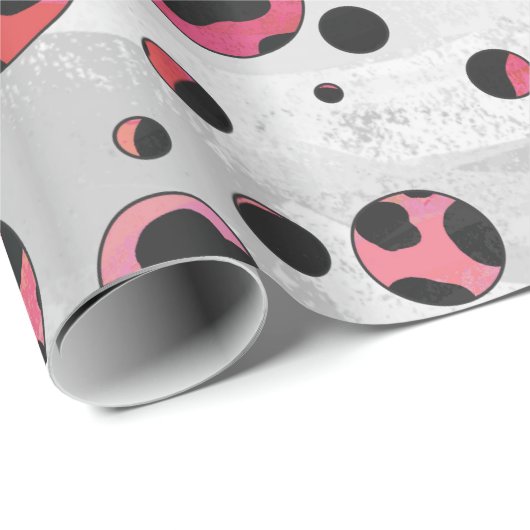Dalmatian Black en Red met Polka Dots Cadeaupapier (Rol Hoek)