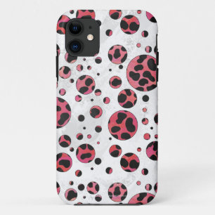 Dalmatian Black en Red met Polka Dots iPhone 11 Hoesje