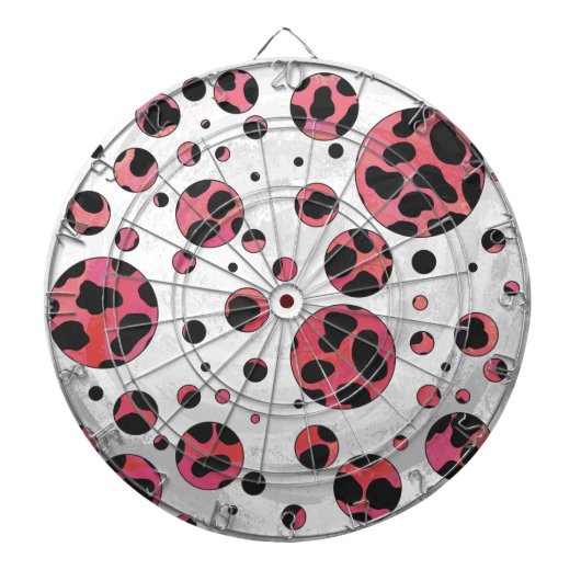 Dalmatian Black en Red met Polka Dots Dartbord (Voorkant)