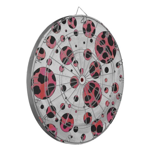 Dalmatian Black en Red met Polka Dots Dartbord (Voorkant Links)