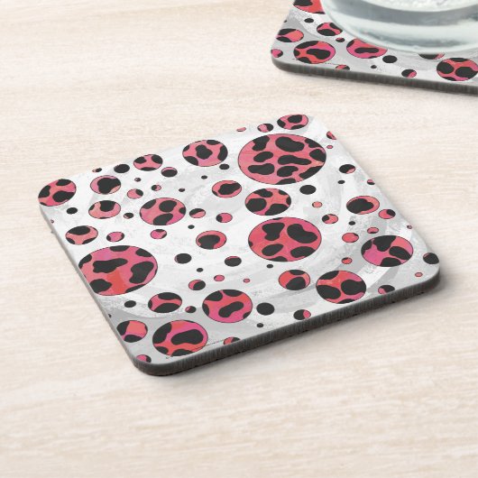 Dalmatian Black en Red met Polka Dots Drankjes Onderzetter (Linkerzijde)