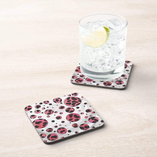 Dalmatian Black en Red met Polka Dots Drankjes Onderzetter (Rechterzijde)