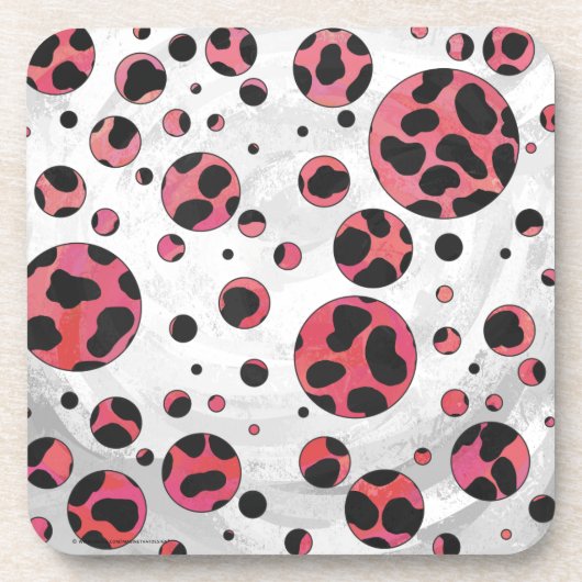 Dalmatian Black en Red met Polka Dots Drankjes Onderzetter (Voorkant)