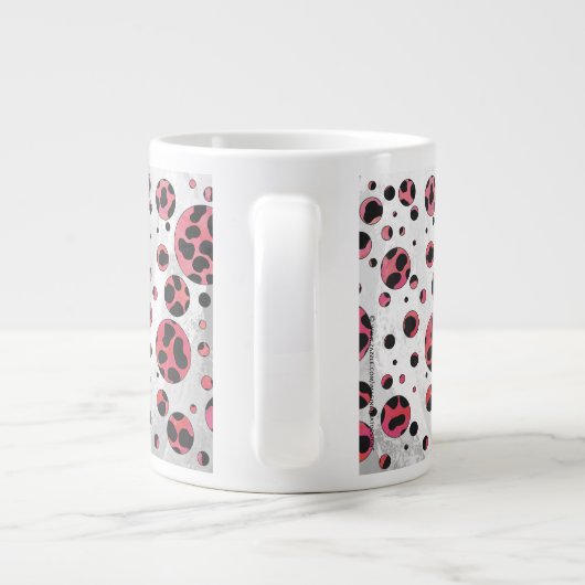 Dalmatian Black en Red met Polka Dots Grote Koffiekop (Achterkant)