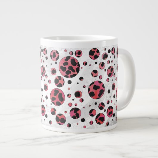 Dalmatian Black en Red met Polka Dots Grote Koffiekop (Voorkant rechts)