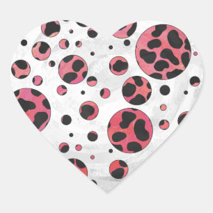 Dalmatian Black en Red met Polka Dots Hart Sticker