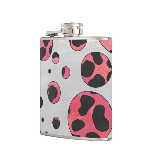 Dalmatian Black en Red met Polka Dots Heupfles (Links)