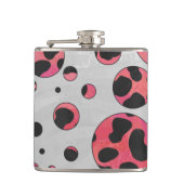 Dalmatian Black en Red met Polka Dots Heupfles (Voorkant)