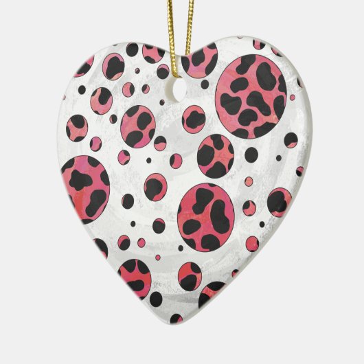 Dalmatian Black en Red met Polka Dots Keramisch Ornament (Links)