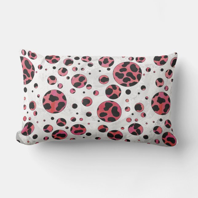 Dalmatian Black en Red met Polka Dots Kussen (Voorkant)