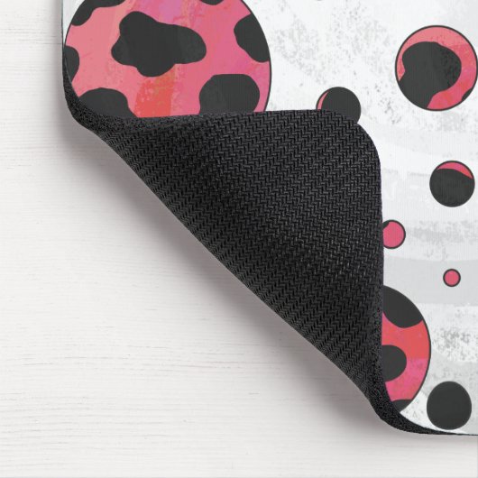 Dalmatian Black en Red met Polka Dots Muismat (Hoek)