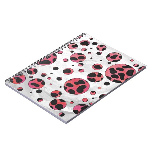 Dalmatian Black en Red met Polka Dots Notitieboek (Linkerzijde)