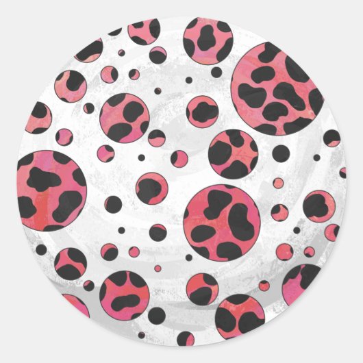 Dalmatian Black en Red met Polka Dots Ronde Sticker (Voorkant)