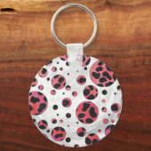 Dalmatian Black en Red met Polka Dots Sleutelhanger (Voorkant)