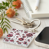 Dalmatian Black en Red met Polka Dots Sleutelhanger (Voorkant Rechts)