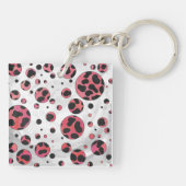 Dalmatian Black en Red met Polka Dots Sleutelhanger (Achterkant)