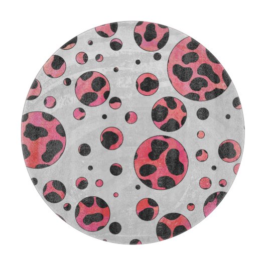 Dalmatian Black en Red met Polka Dots Snijplank (Voorkant)
