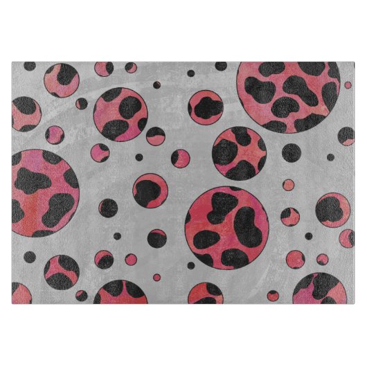 Dalmatian Black en Red met Polka Dots Snijplank (Voorkant)