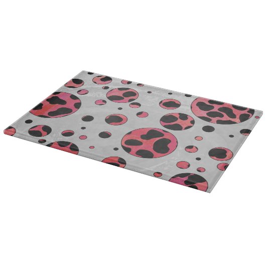 Dalmatian Black en Red met Polka Dots Snijplank (Hoek)