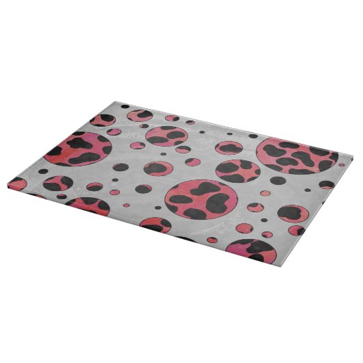 Dalmatian Black en Red met Polka Dots Snijplank (Hoek)