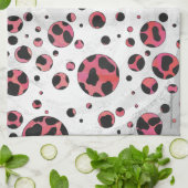 Dalmatian Black en Red met Polka Dots Theedoek (Gevouwen)