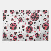 Dalmatian Black en Red met Polka Dots Theedoek (Horizontaal)