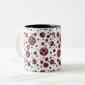 Dalmatian Black en Red met Polka Dots Tweekleurige Koffiemok (Voorkant links)