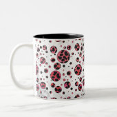 Dalmatian Black en Red met Polka Dots Tweekleurige Koffiemok (Links)